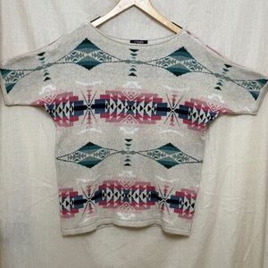 VTG Chaps by Ralph Lauren Southwestern Patterned Short Sleeve Sweater